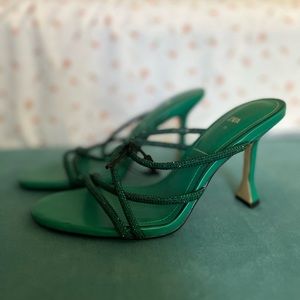 Zara green strappy rhinestone sandals: make me an offer